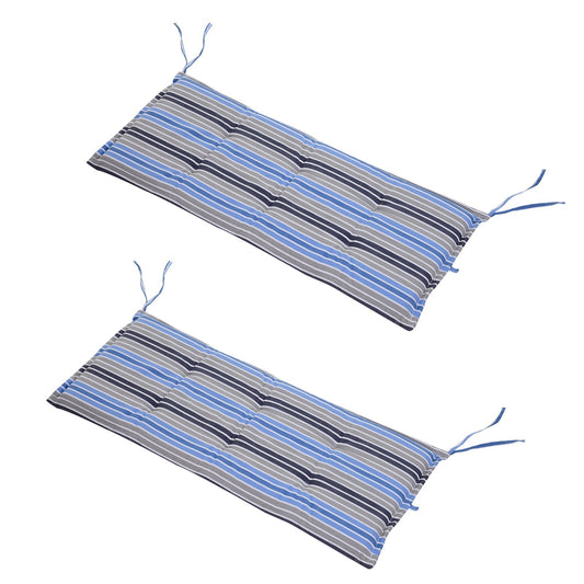 Outsunny Polyester Set Of 2 Swing Chair Cushion with blue and grey stripes