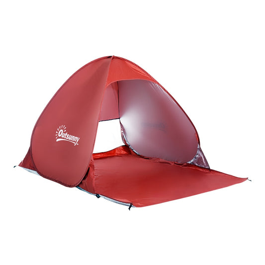 Outsunny Pop-up Portable Beach Tent in Red