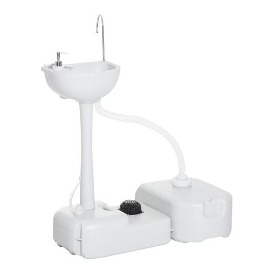 Outsunny Portable Camping Sink with a basin, tap, soap dispenser, and two water tanks