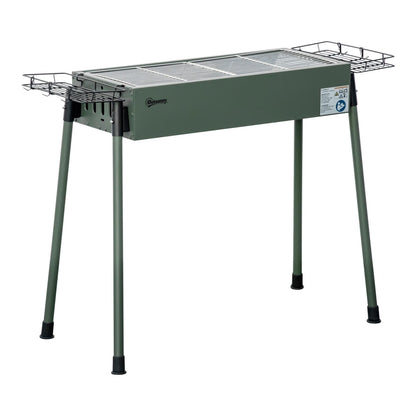 Outsunny Portable Charcoal Barbecue BBQ Grill in a dark green colour with four folding legs and two side baskets