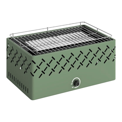 Outsunny Portable Charcoal BBQ Grill in light green with a metal cooking grate and a control knob
