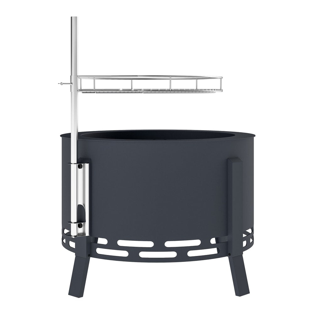 Outsunny Portable Fire Pit with a round black bowl and an adjustable metal grill grate attached