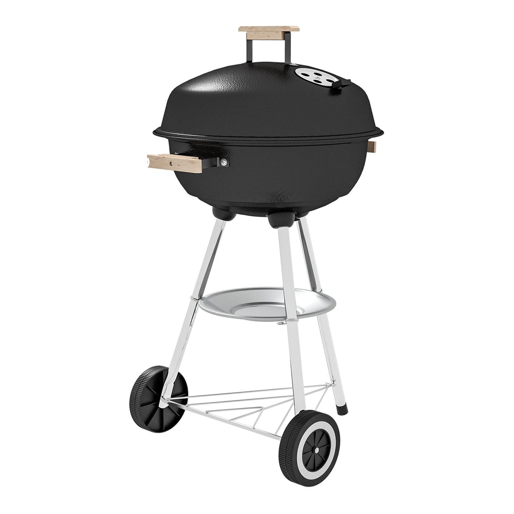 Outsunny Portable Round Kettle Charcoal Grill BBQ Smoker with lid and wheels