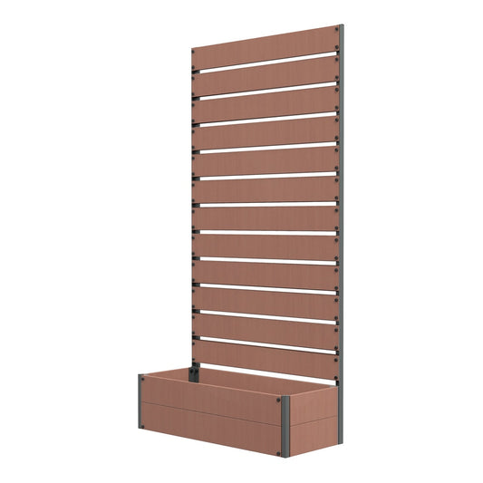 Outsunny Raised Bed with a tall trellis and planter box in light brown