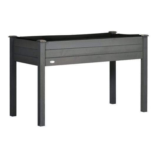 Outsunny Raised Bed garden planter box in dark grey wood with four legs
