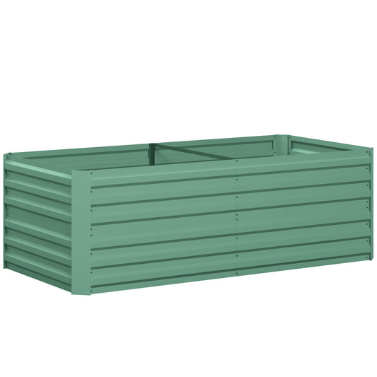 Outsunny Raised Beds in light green showing the rectangular galvanised steel frame