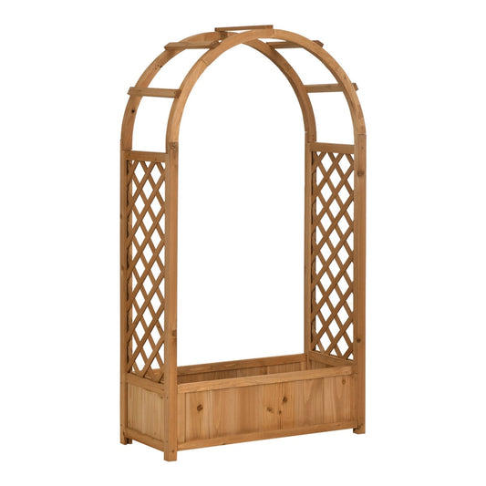 Outsunny Raised Garden Bed with Arch Trellis shown from a front angle on a white background