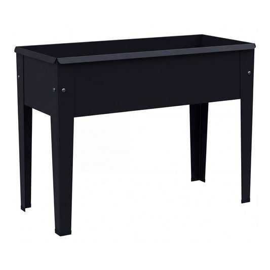Outsunny Raised Planter, a black metal raised garden bed on four legs