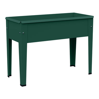 Outsunny Raised Planter, a green metal raised garden bed on four legs