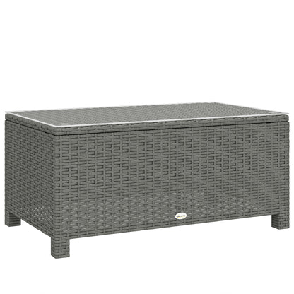 Outsunny Rattan Garden Coffee Table with Glass Top in Light Grey