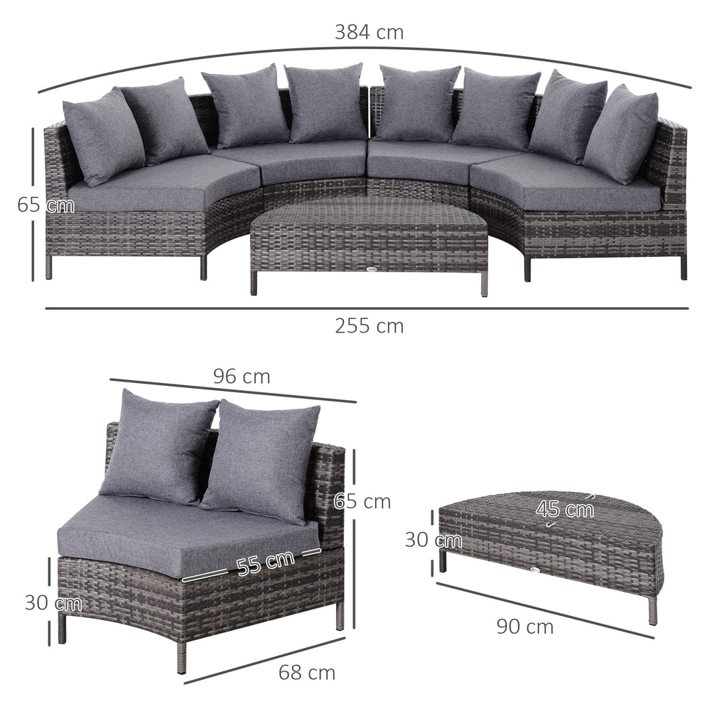 Dimensions for the grey rattan garden sofa and coffee table set