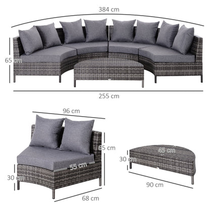 Dimensions for the grey rattan garden sofa and coffee table set