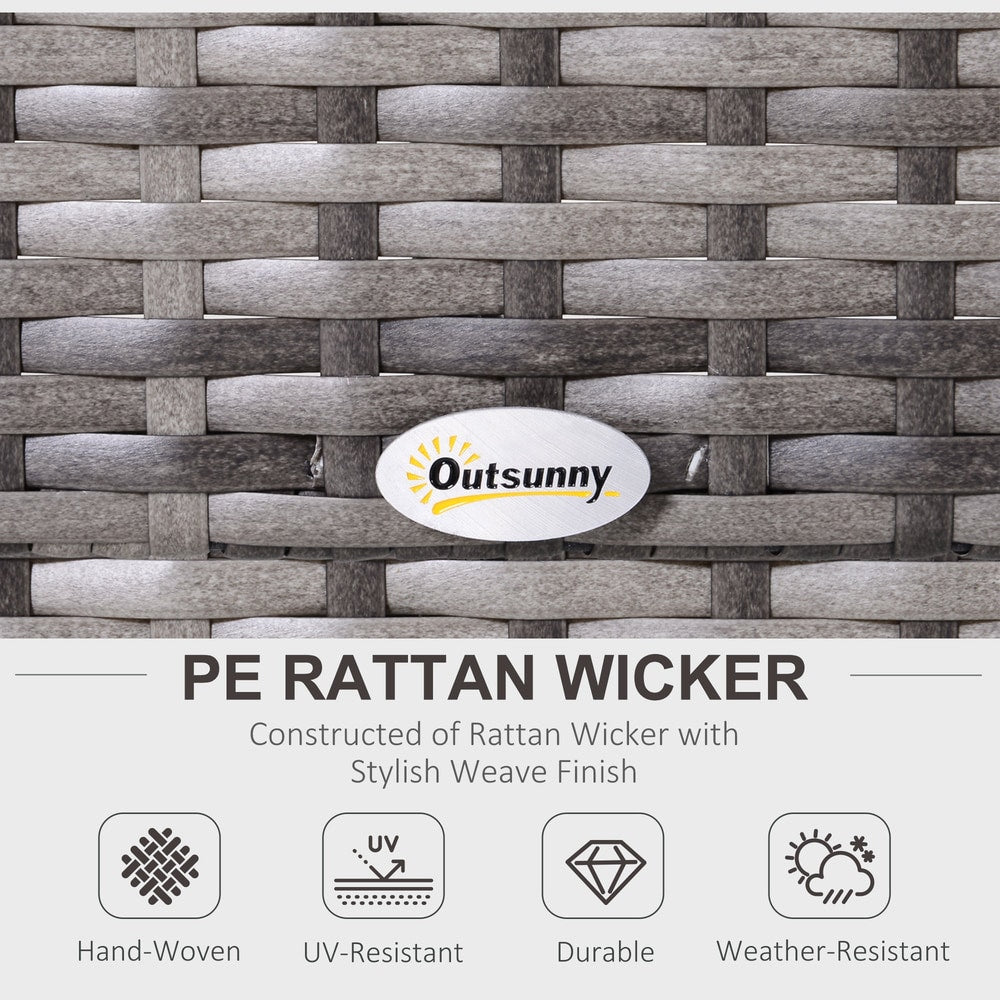 Close up of the grey PE rattan wicker weave on the garden furniture