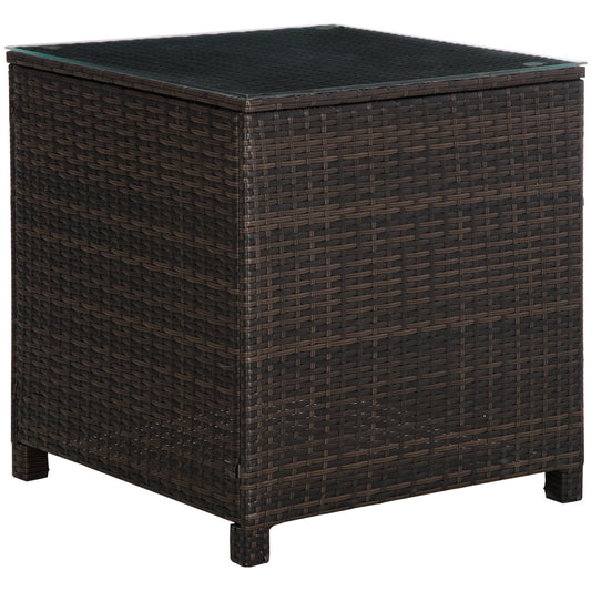 Outsunny Rattan Garden Furniture Side Table in Mixed Brown