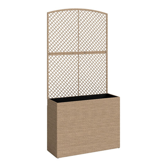 Outsunny Rattan Planter with Trellis standing against a plain white background