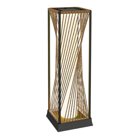 Outsunny Rattan Solar Garden Lights, a tall rectangular floor lamp with a twisted rattan effect and a light inside