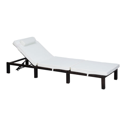 Outsunny Rattan Sun Lounger in Cream White