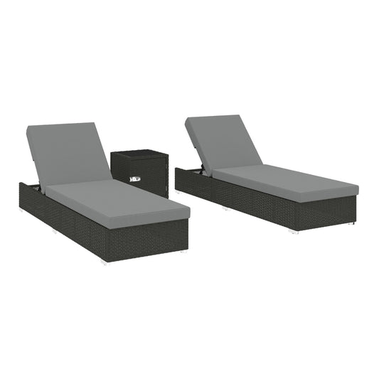 Outsunny Rattan Sun Loungers Set of 2 in Dark Grey