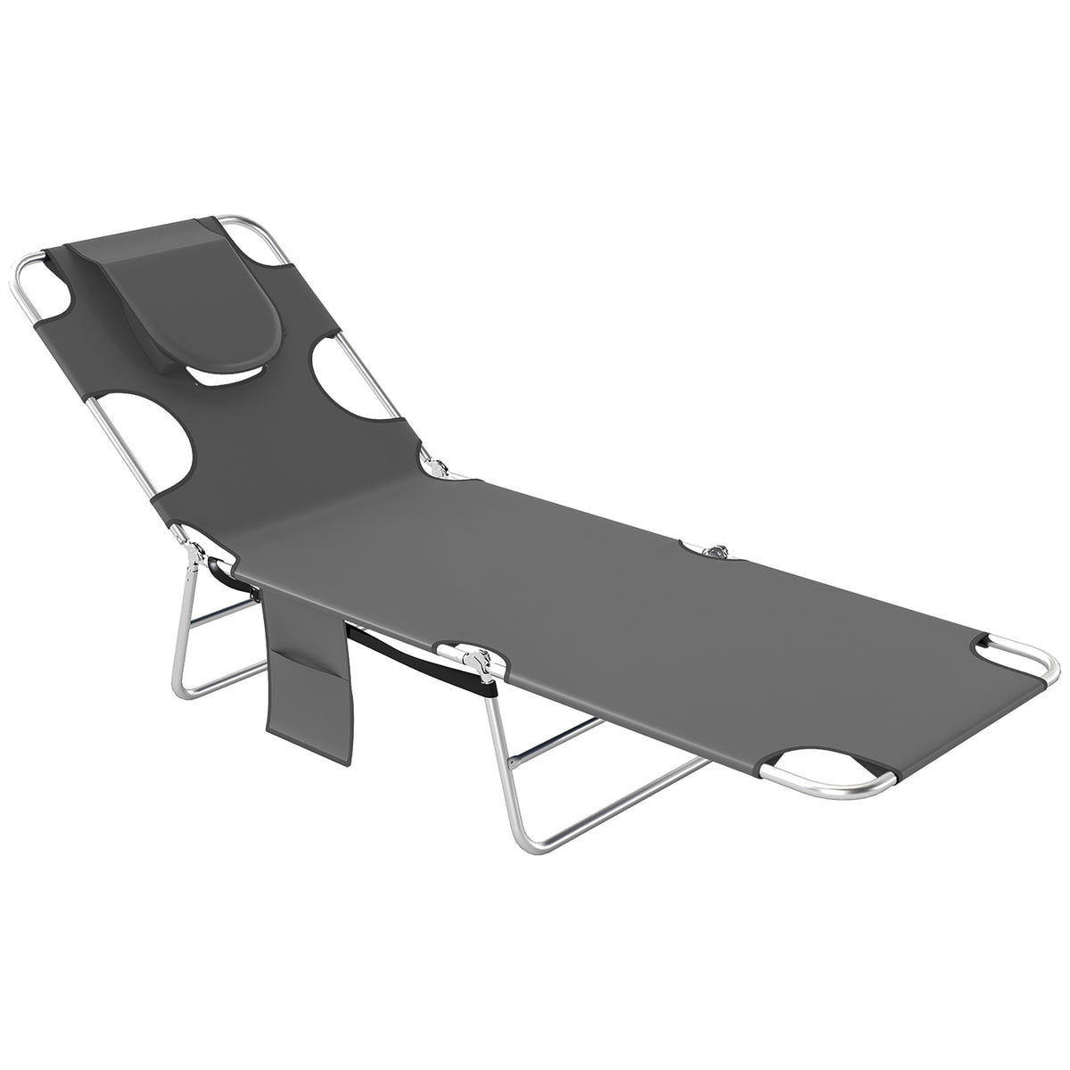 Outsunny Reclining Face Hole Sun Lounger in Dark Grey