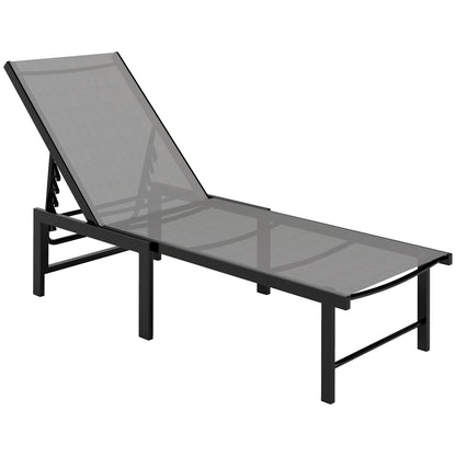 Outsunny Reclining Sun Lounger in Grey