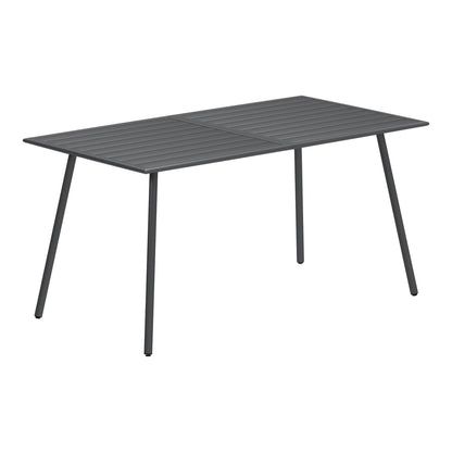 Outsunny Rectangle Garden Table with Slat Top, a grey outdoor table for 6 people