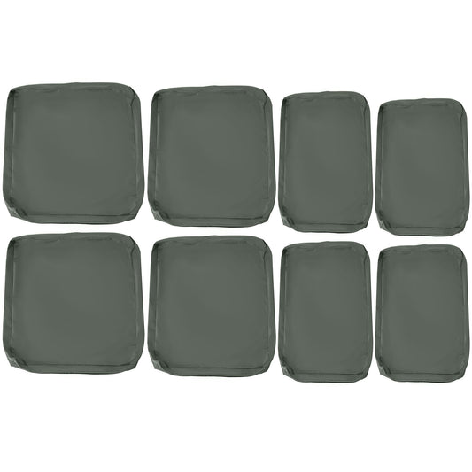 Outsunny Replacement Cushion Cover in deep grey, showing eight cushion covers laid out