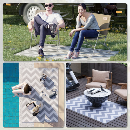 Outsunny Outdoor Rug in Light Grey and White