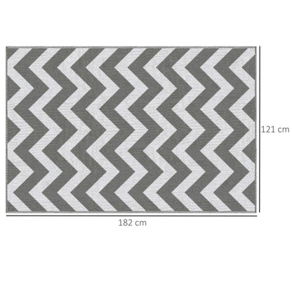 Outsunny Outdoor Rug in Light Grey and White