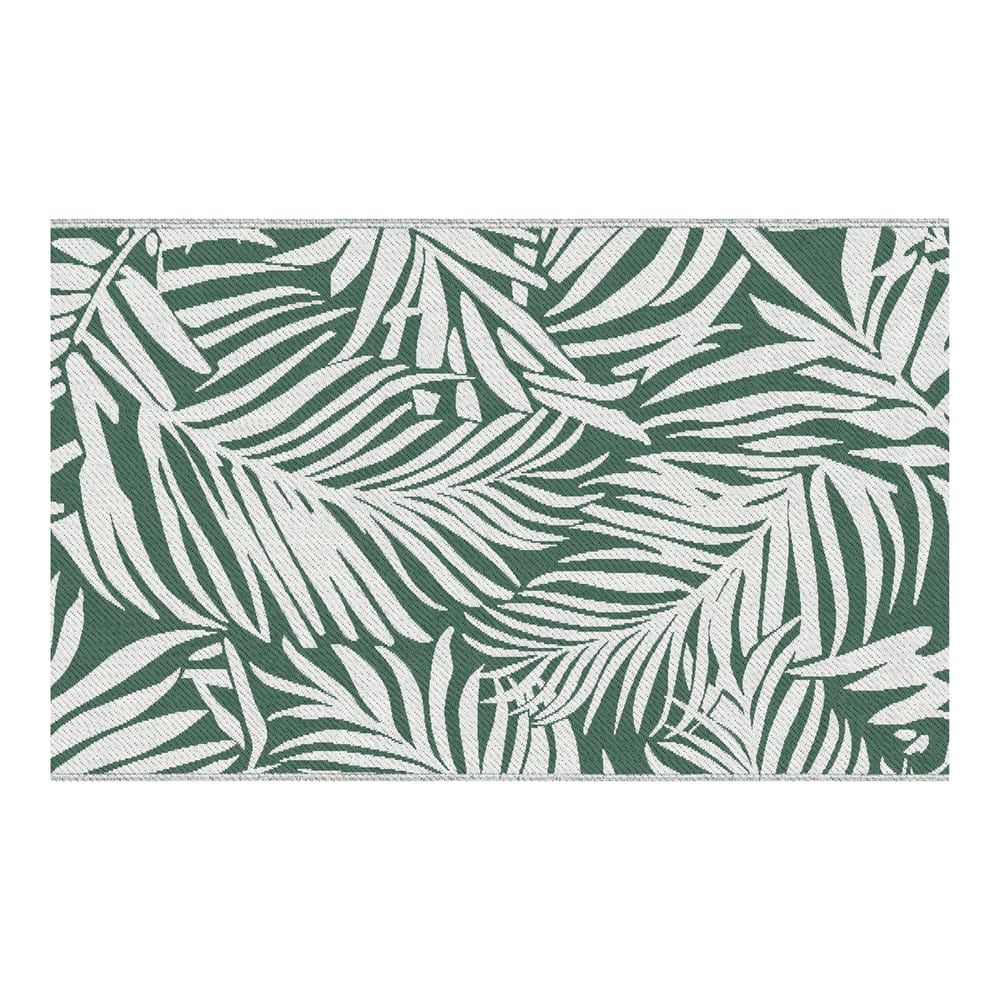 Outsunny Reversible Outdoor RV Rug with a green leaf pattern on a white background