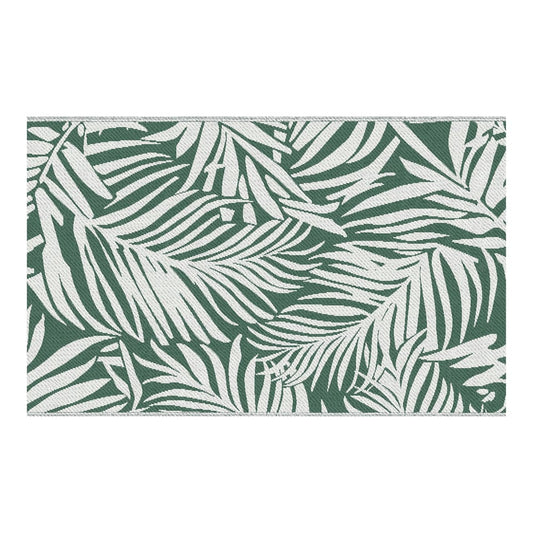 Outsunny Reversible Outdoor RV Rug with a green leaf pattern on a white background