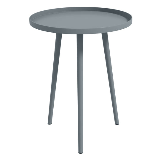 Outsunny Round Garden Coffee Table, a grey metal side table with three legs