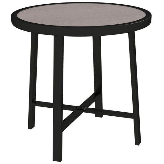 Outsunny Round Small Garden Table in Grey Wood Effect
