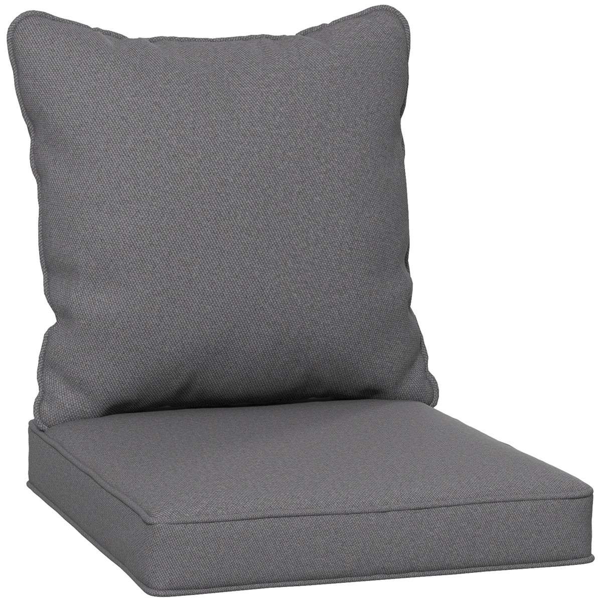 Outsunny Seat and Back Padded Cushion Set in charcoal grey fabric