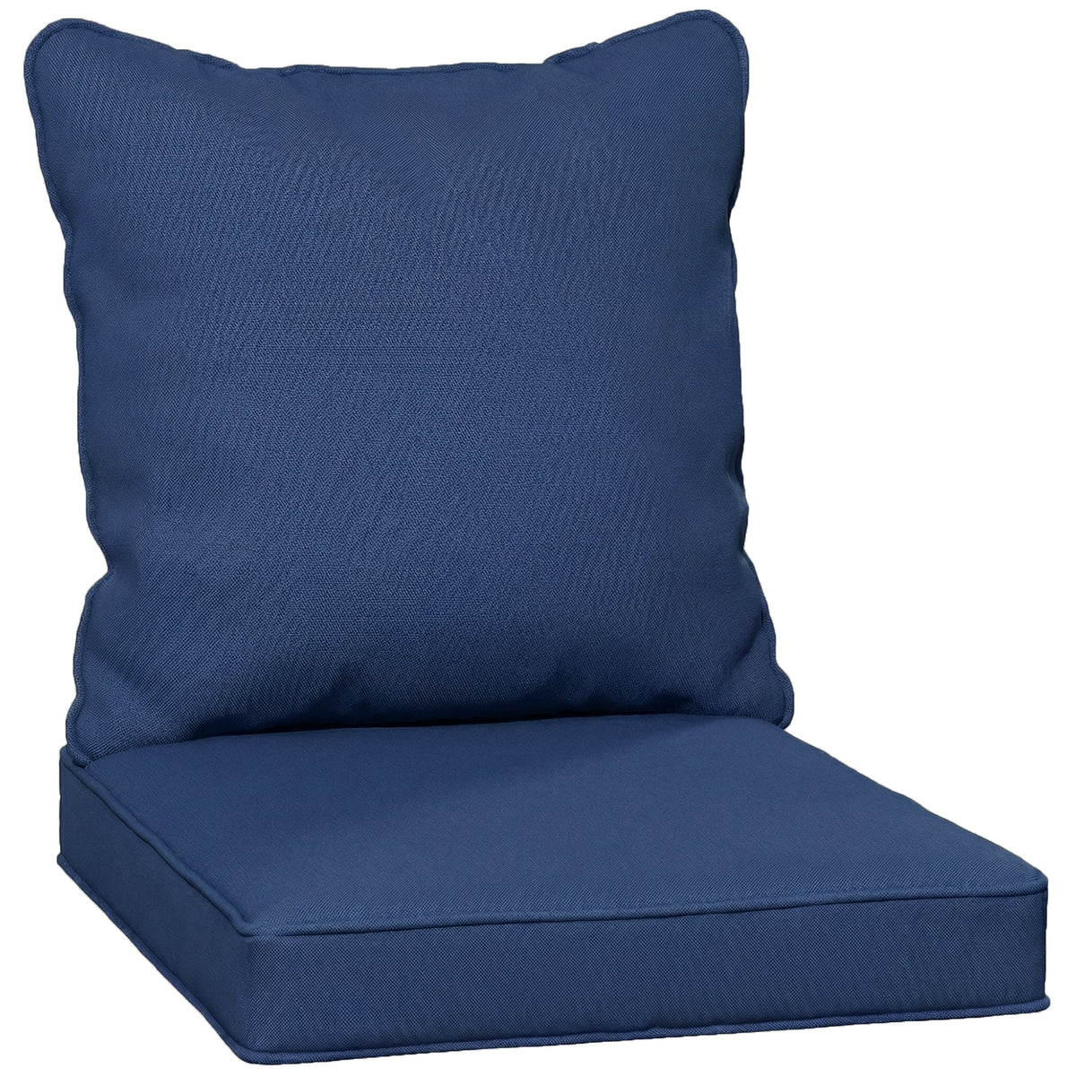 Outsunny Seat and Back Padded Cushion Set in dark blue, showing the seat and back cushions together