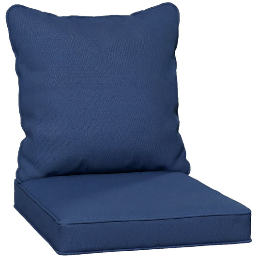Outsunny Seat and Back Padded Cushion Set in dark blue, showing the seat and back cushions together