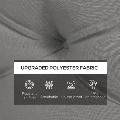 Close-up of the grey cushion fabric, highlighting its texture and durability features