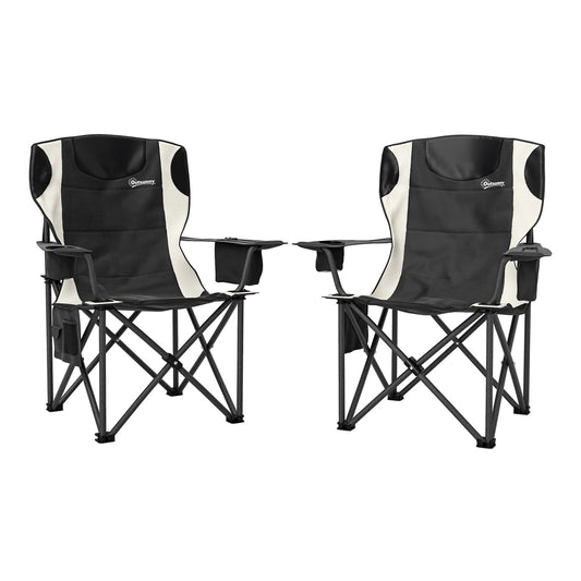 Outsunny Set of 2 Folding Camping Chairs in Black