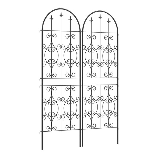 Outsunny Set of 2 Metal Garden Trellis, decorative metal panels with scrollwork design