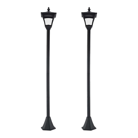 Outsunny Set of 2 Outdoor Garden Solar Post Lamp in black standing side by side