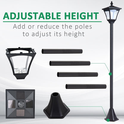 The garden lighting components including the lantern head, base and adjustable poles