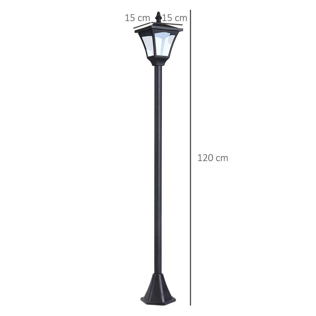 Outsunny Set of 2 Outdoor Garden Solar Post Lamp in Black