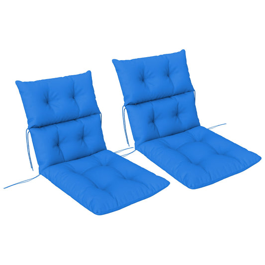Outsunny Set of 2 Rocking Chair Padded Seat Cushions in bright blue with button detailing