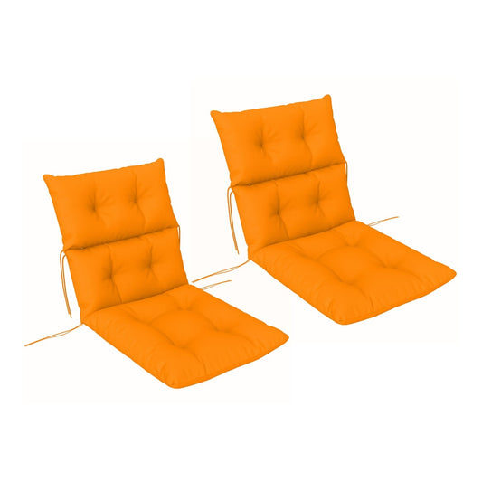 Outsunny Set of 2 Rocking Chair Padded Seat Cushions in bright orange with tufted button detailing