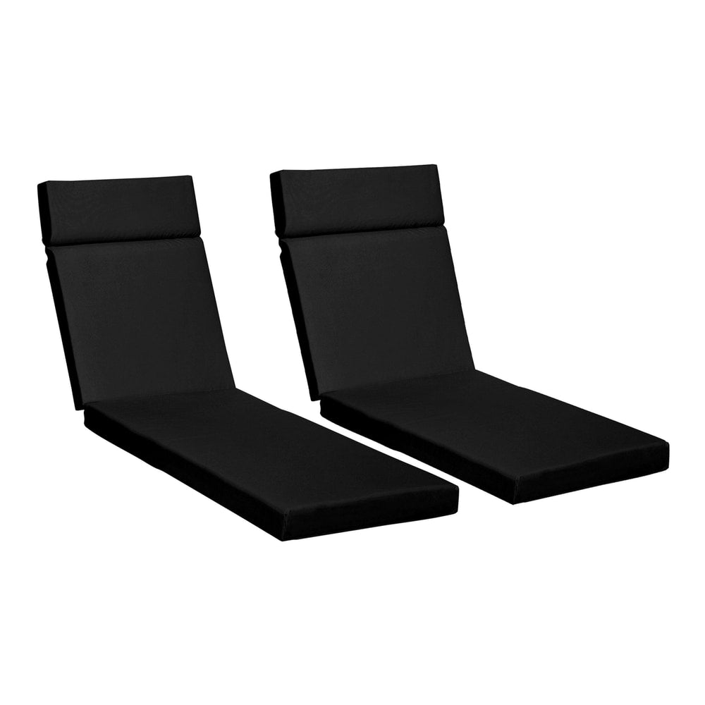 Outsunny Set of 2 Sun Lounger Cushions in black, showing two cushions side by side