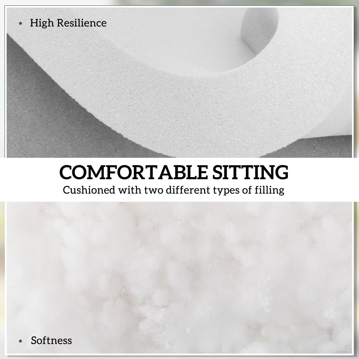The comfortable sitting filling of the garden seat cushion