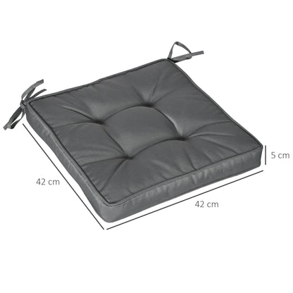 A single grey garden seat cushion with dimensions 42cm by 42cm indicated