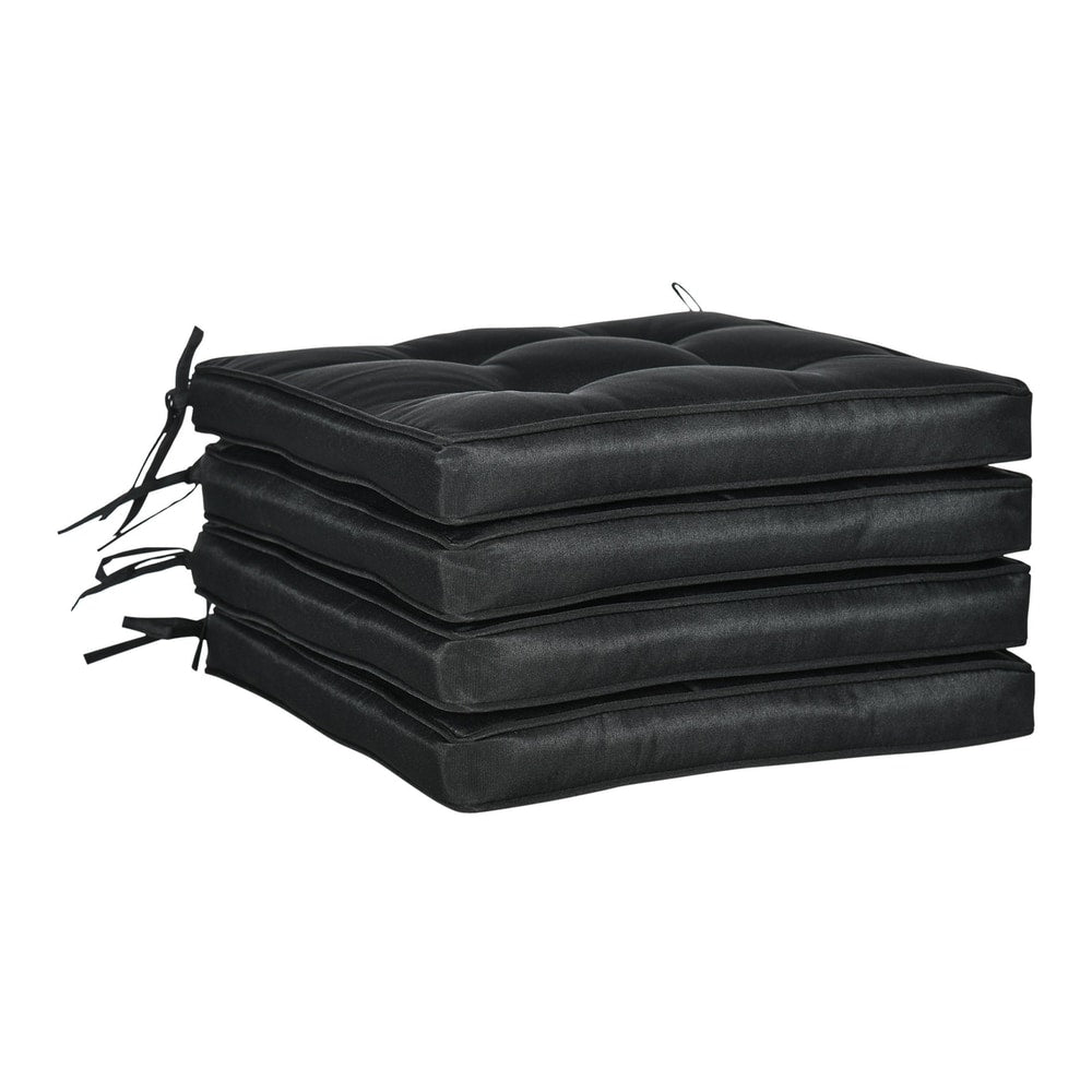 Outsunny Set of 4 Garden Seat Cushion with Ties stacked neatly on a white background