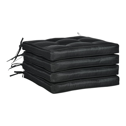Outsunny Set of 4 Garden Seat Cushion with Ties stacked neatly on a white background