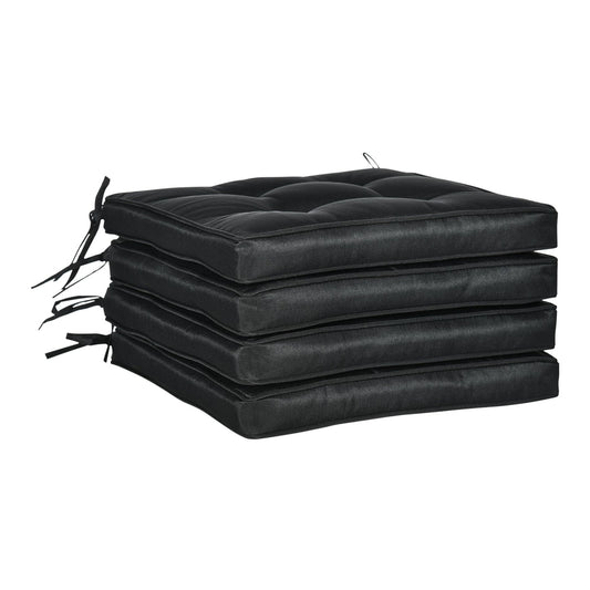 Outsunny Set of 4 Garden Seat Cushion with Ties stacked neatly on a white background