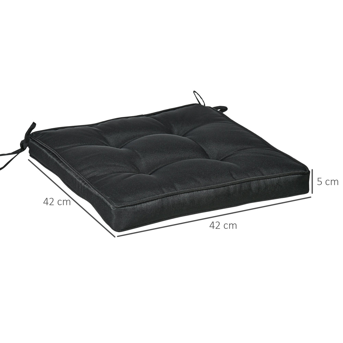 The garden seat cushion shown with dimension lines indicating its square shape